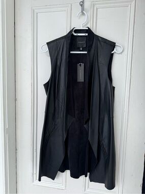 Dynamite Black Sleeveless Leather Vest